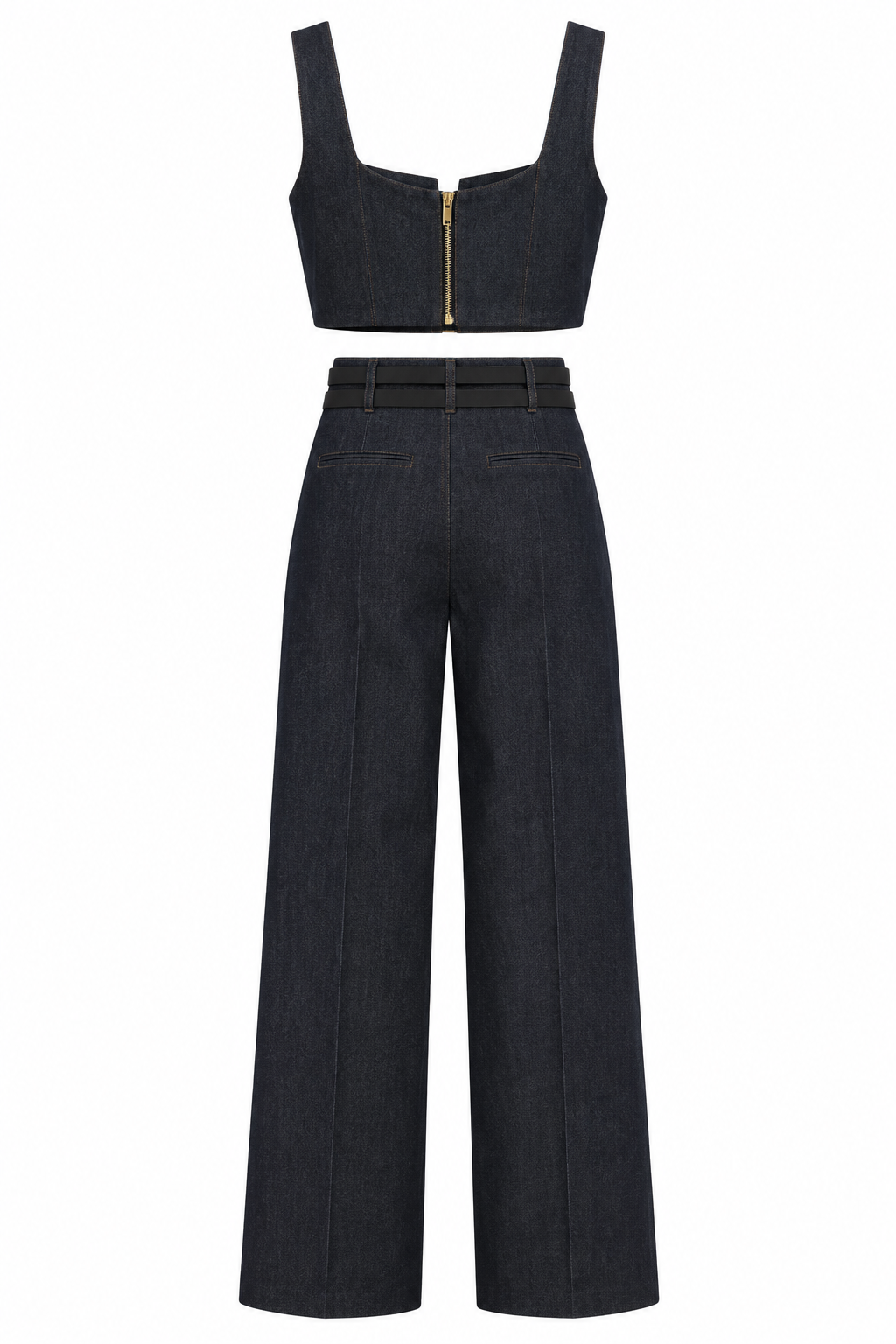 Tasarım Denim Görünümlü Top Pantolon Takım - 3370