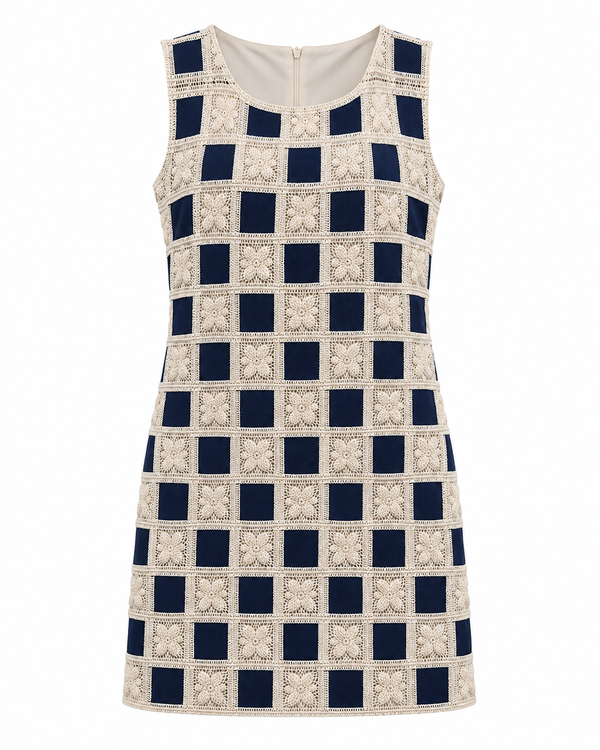 Çiçekli Kareli Elbise - 6667