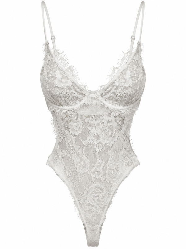 Dantel Sırtı Çapraz Askılı Bodysuit - 71914