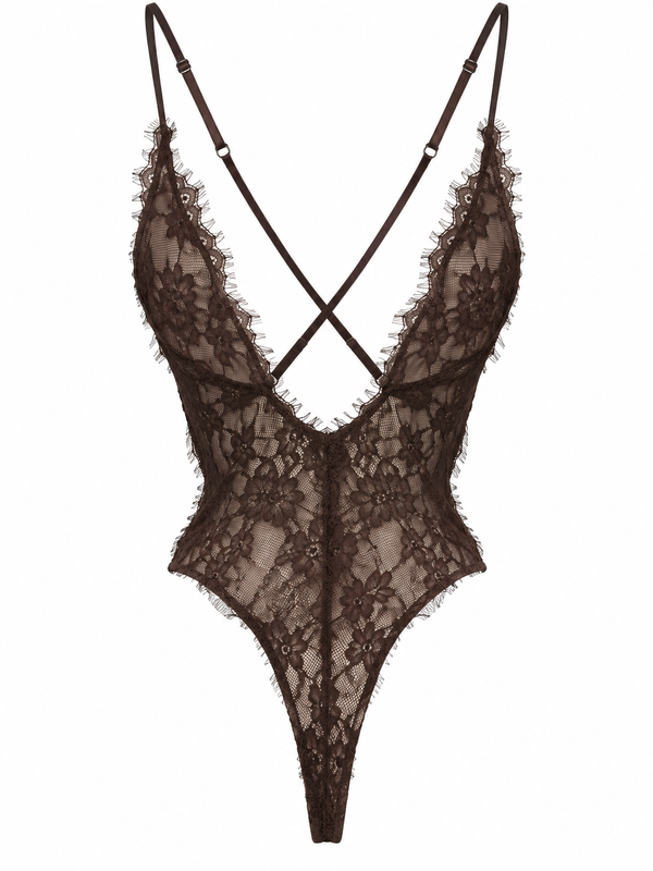 Dantel Sırtı Çapraz Askılı Bodysuit - 71914