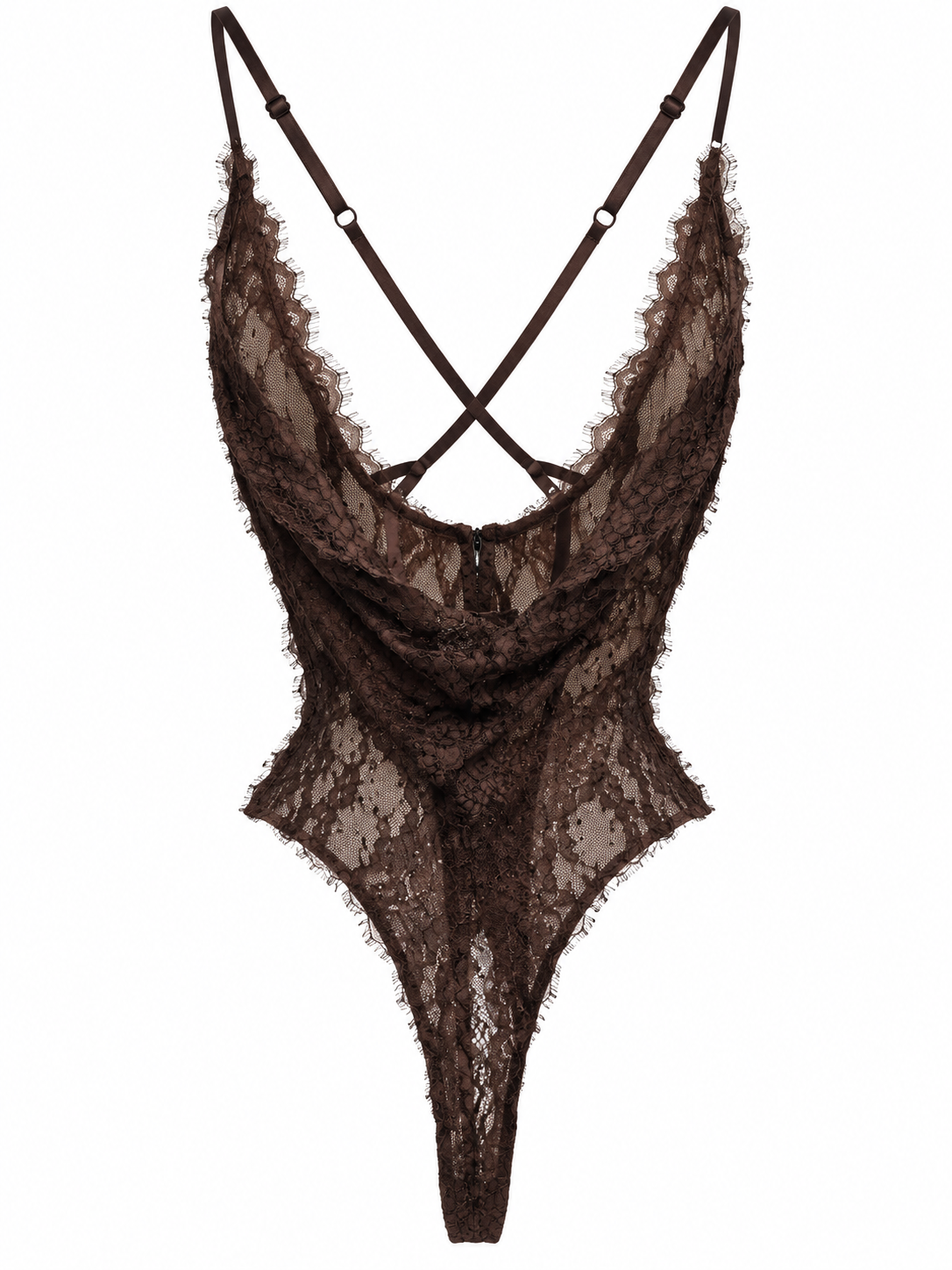 Dantel Sırtı Çapraz Askılı Bodysuit - 71914