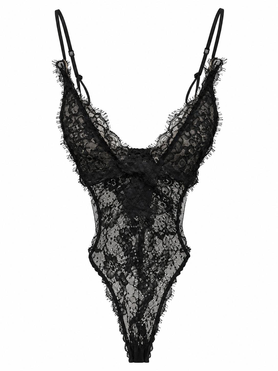 Dantel Sırtı Çapraz Askılı Bodysuit - 71914