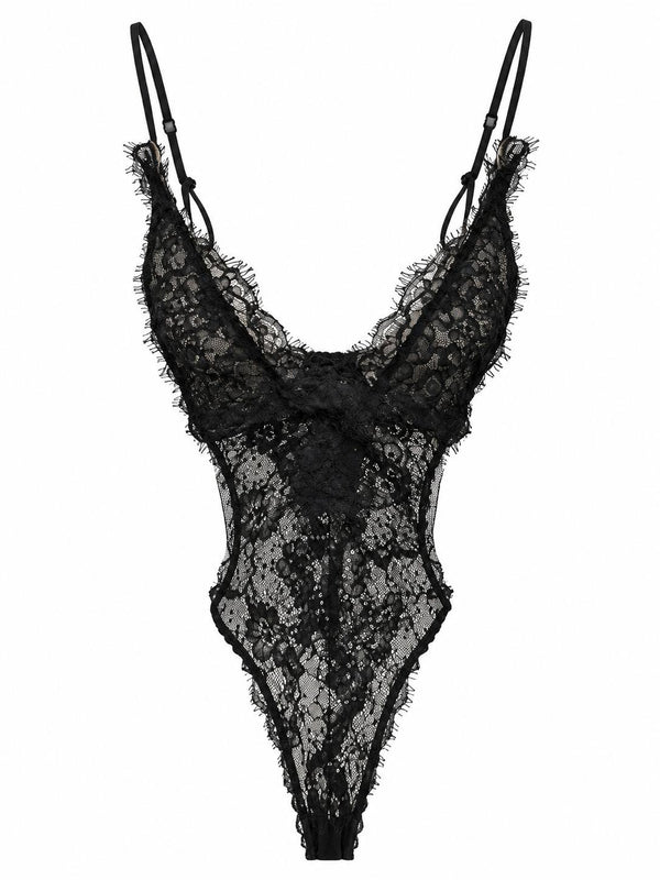Dantel Sırtı Çapraz Askılı Bodysuit - 71914